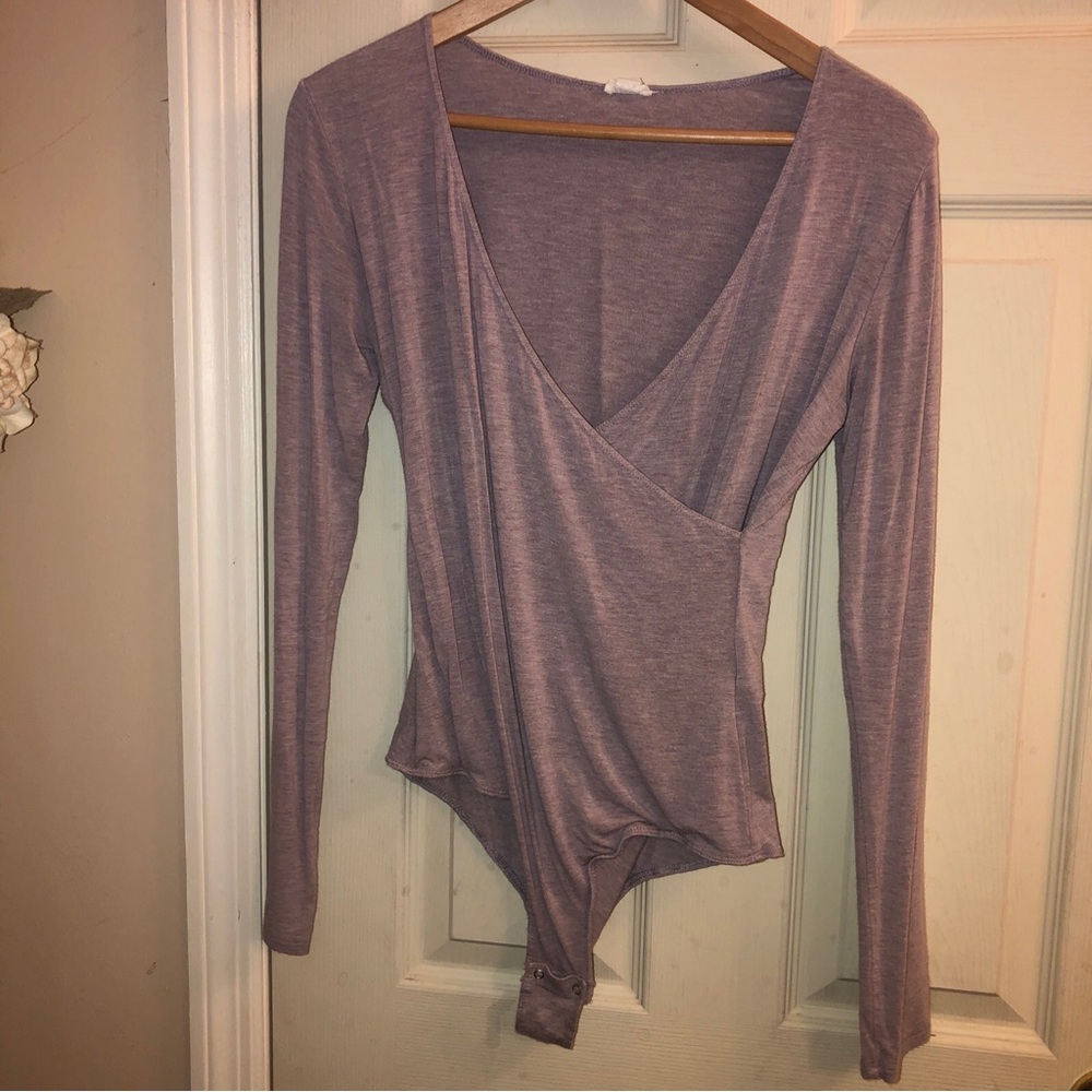 Garage body suit. SZ M. Wrap style. Long sleeve lavender